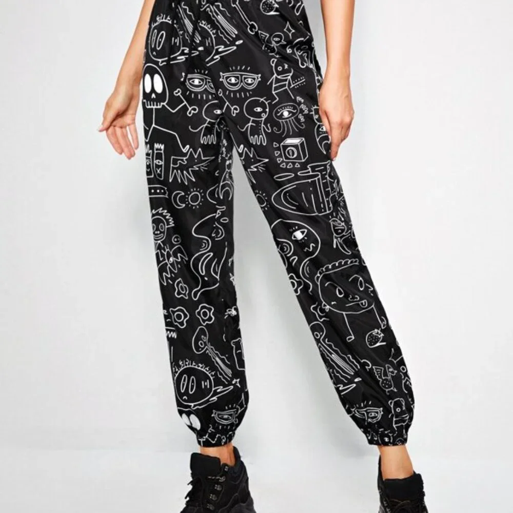 Shein Unity Allover Cartoon Graphic Wind Pants